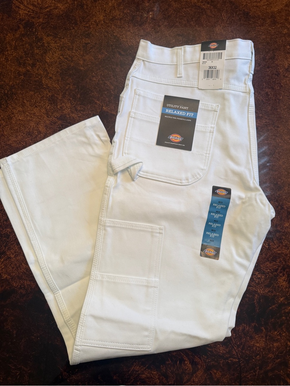 Dickies Men's Relaxed Fit White Utility Work Jeans